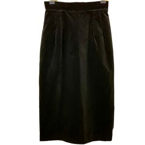 Alexander Campbell Black Velvet Skirt Sz 8 Whimsy Goth Cotton Bow Classic